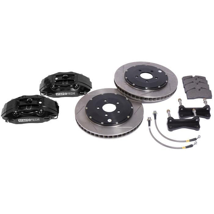StopTech Big Brake Kit, 4-piston calipers, 13" or 14" rotors, 1994-2004 Mustang, 14" (355mm), Not Plated, Red 83.328.4600-4700-14-NP-R