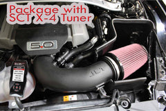 JLT Performance Package: Jlt Cold Air Intake / SCT X4 Tuner (2015-17 Mustang GT), White Dry, Manual, 93 Octane and 91 Octane