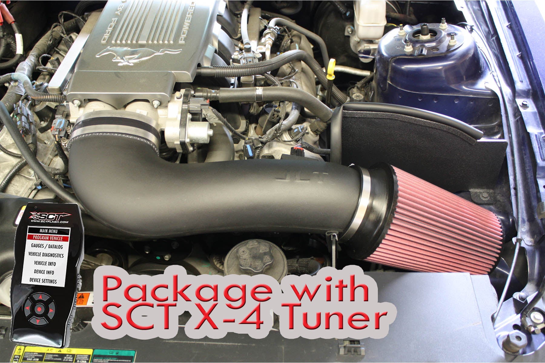 JLT Performance Series 3 Intake/Sct Tuner (2010 Mustang Gt), Red Oil CAI3-FMG10-X4-RD