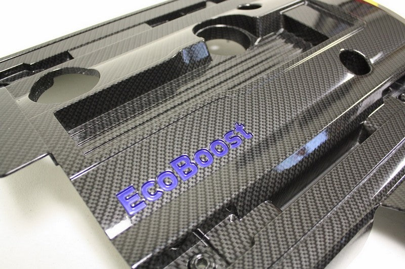 JLT Performance Oem Engine Cover With Hydrographics (15-17 Mustang Ecoboost), Standard realistic carbon look shown in product picture
