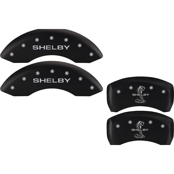 MGP Mustang Caliper Covers - Matte Black w/ Shelby Snake Logo - Front & Rear (11-14 GT, V6) 228 10198SSBYMB