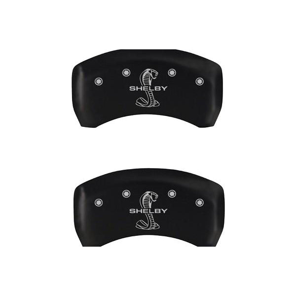 MGP Mustang Caliper Covers - Matte Black w/ Shelby Snake Logo - Front & Rear (11-14 GT, V6) 228 10198SSBYMB