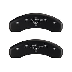 MGP Mustang Caliper Covers - Matte Black w/ Pony Tri-Bar Logo - Front and Rear (2015 EcoBoost) 228 10202SMB2MB