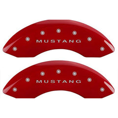 MGP Red Mustang Caliper Covers w/ Pony Tri-Bar Logo - Front & Rear (05-10 GT, V6) 228 10197SMB1RD