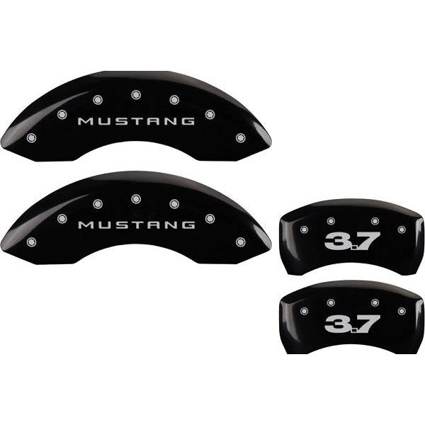 MGP Mustang Caliper Covers - Glossy Black w/ 3.7 Logo - Front & Rear (11-14 V6) 228 10198SM37BK