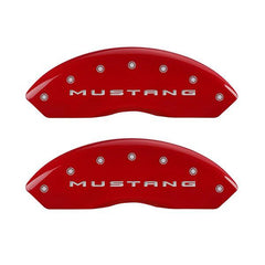 MGP Mustang Caliper Covers - Red w/ Pony Tri-Bar Logo - Front and Rear (2015 EcoBoost) 10202SMB2RD