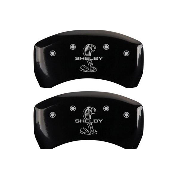 MGP Mustang Caliper Covers - Glossy Black w/ Shelby Snake Logo - Front & Rear (11-14 GT, V6) 228 10198SSBYBK