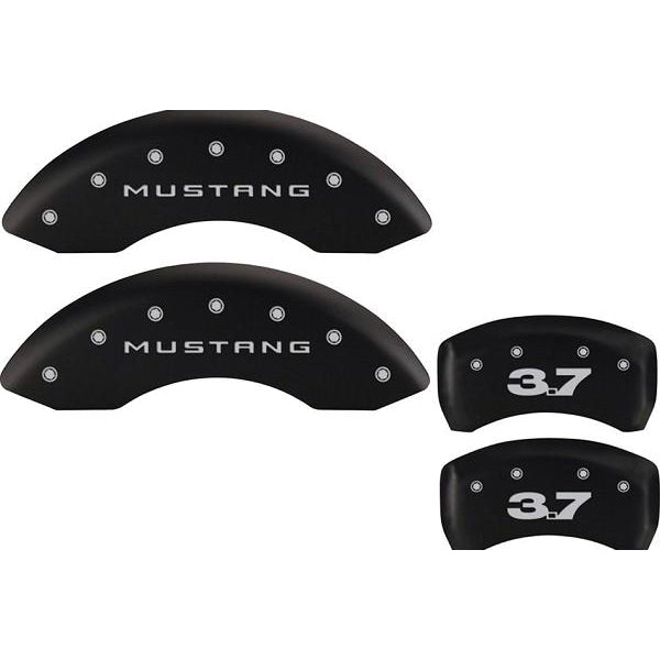 MGP Mustang Caliper Covers - Matte Black w/ 3.7 Logo - Front & Rear (11-14 V6) 228 10198SM37MB