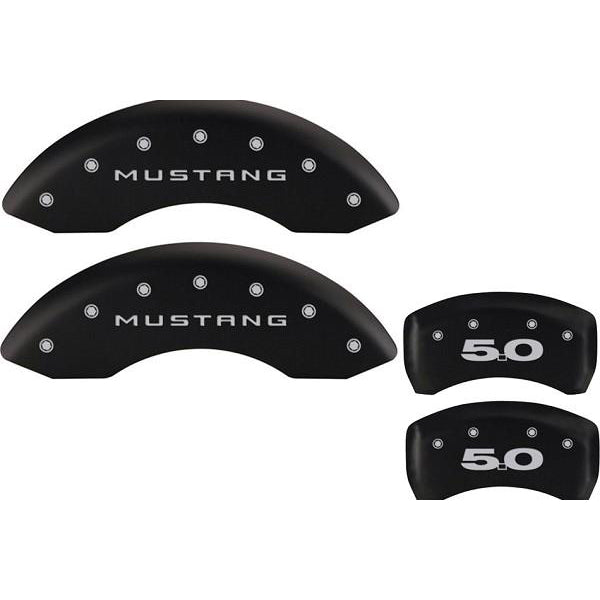 MGP Mustang Caliper Covers - Matte Black w/ 5.0 Logo - Front & Rear (11-14 GT) 228 10197SMB1MB