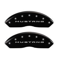 MGP Mustang Caliper Covers - Glossy Black w/ Pony Tri-Bar Logo - Front and Rear (2015 EcoBoost) 10202SMB2BK