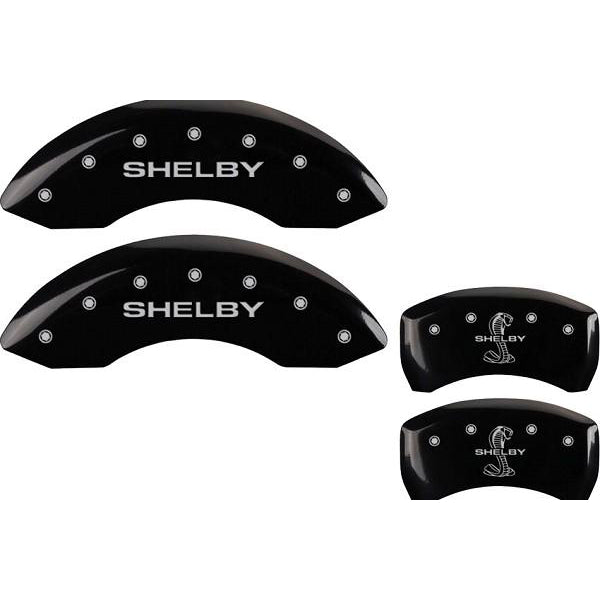 MGP Mustang Caliper Covers - Glossy Black w/ Shelby Snake Logo - Front & Rear (11-14 GT, V6) 228 10198SSBYBK