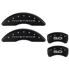 MGP Mustang Caliper Covers - Matte Black w/ 5.0 logo - Front and Rear (2015 GT) 10200SM52MB
