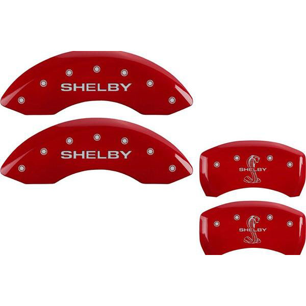 MGP Mustang Caliper Covers - Red w/ Shelby Snake Logo - Front & Rear (11-14 GT, V6) 228 10198SSBYRD