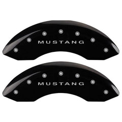 MGP Mustang Caliper Covers - Glossy Black w/ Pony Tri-Bar Logo - Front & Rear (05-10 GT, Bullitt, V6) 228 10197SMB1BK
