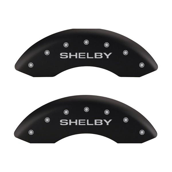MGP Mustang Caliper Covers - Matte Black w/ Shelby Snake Logo - Front & Rear (11-14 GT, V6) 228 10198SSBYMB