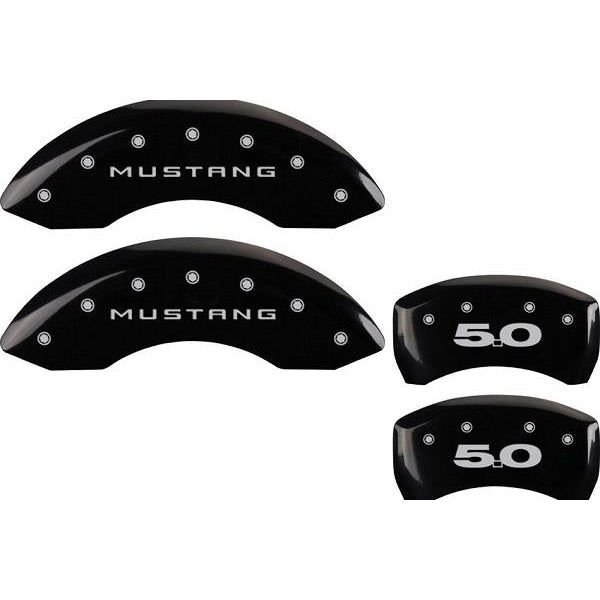 MGP Mustang Caliper Covers - Glossy Black w/ 5.0 Logo - Front & Rear (11-14 GT) 228 10198SM50BK
