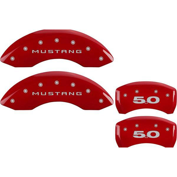 MGP Mustang Caliper Covers - Red w/ 5.0 Logo - Front & Rear (11-14 GT) 228 10198SM50RD