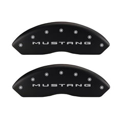 MGP Mustang Caliper Covers - Matte Black w/ Pony Tri-Bar Logo - Front and Rear (2015 EcoBoost) 228 10202SMB2MB